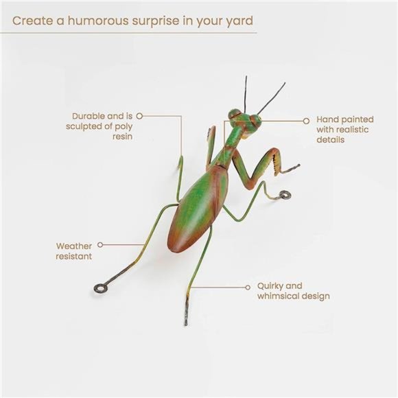 Praying Mantis Tree Hanger - Yard Decorations -Whimsical Tree Sculpture -Outdoor - Picture 5 of 7